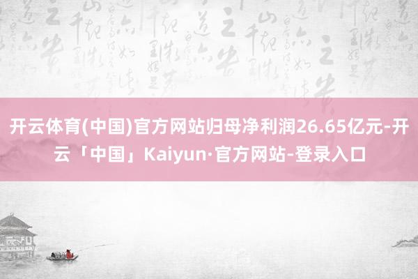 开云体育(中国)官方网站归母净利润26.65亿元-开云「中国」Kaiyun·官方网站-登录入口